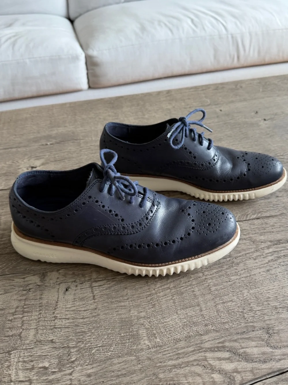 Cole Haan ZeroGrand Wingtip Oxford Navy Leather Shoes Men’s 7.5M - Picture 2 of 15